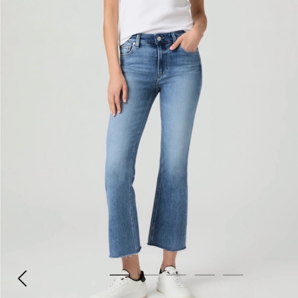 PAIGE Colette Crop Flare Petite Distressed Jeans EUC